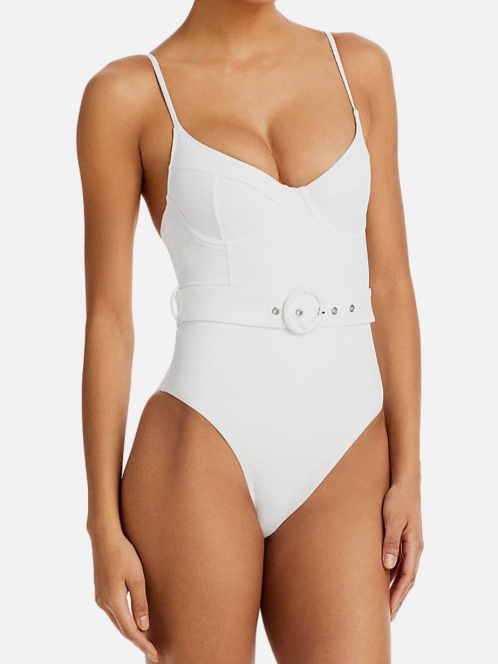 Jonathan Simkhai Womens' White Noa Belted Underwire 1 Piece Swimsuit Size XS